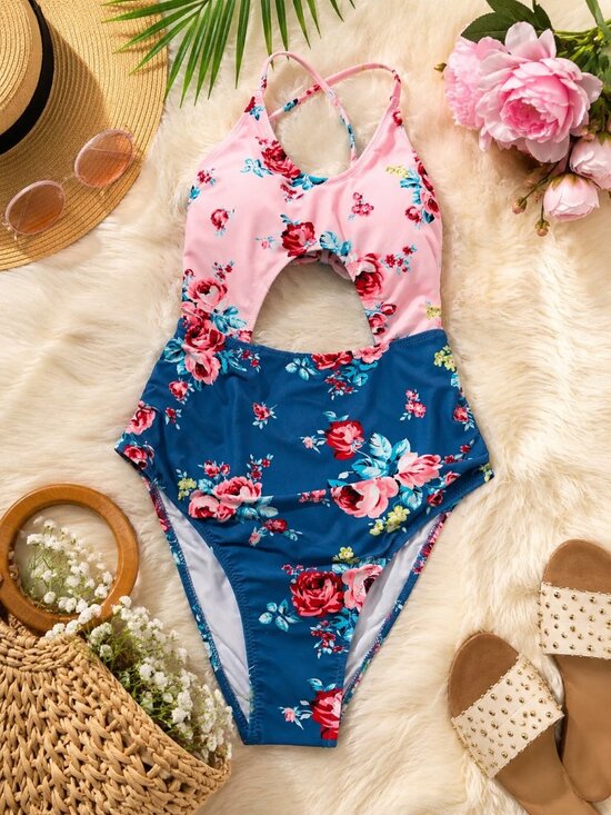 Cupshe Other - Cupshe Floral One-Piece Swimsuit with Pink Accents NWT